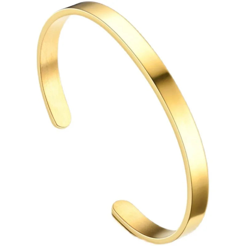 European and American Simple Smooth Gold Color Stainless steel Cuff Bracelets For Men and Women Jewelry Party Girl's Bracelets
