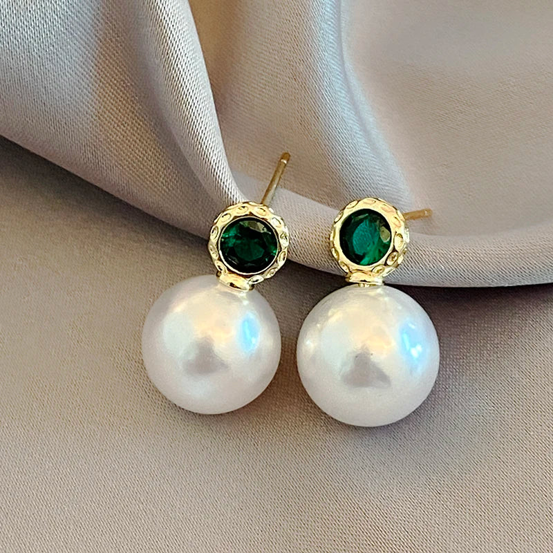 French Elegant Gold Pearl Drop Earrings