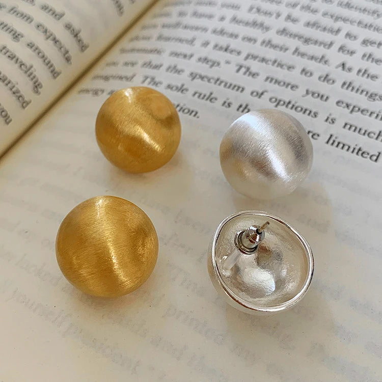 Luxurious Simple Design Brushed Frosted Metal Semicircle Earrings 2025 New Jewelry For Women Christmas Party Fashion Accessories