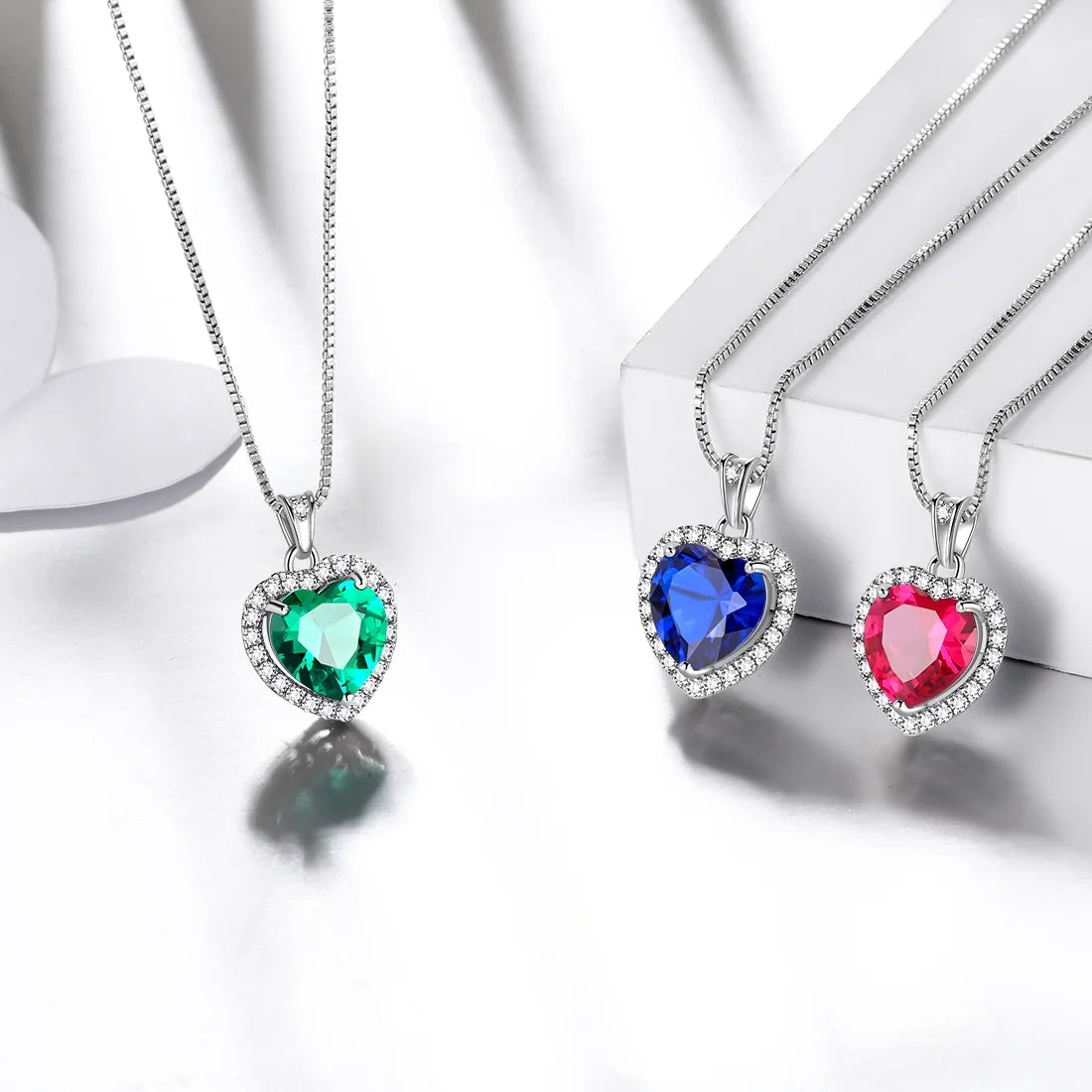 September Birthstone Jewelry Sets Blue Heart Jewelry Set Sapphire Fine Necklace Earrings 925 Sterling Silver Women Birthday Mother'S Day Gifts