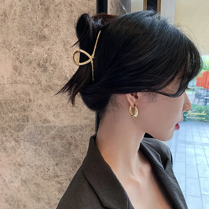 2025 New Classic Copper Alloy Smooth Metal Hoop Earrings For Woman Fashion Korean Jewelry Temperament Girl's Daily Wear Earrings