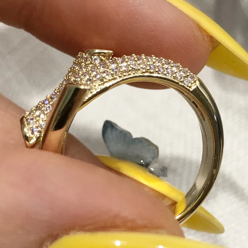 Micro-Set Zircon Cross Open Ring