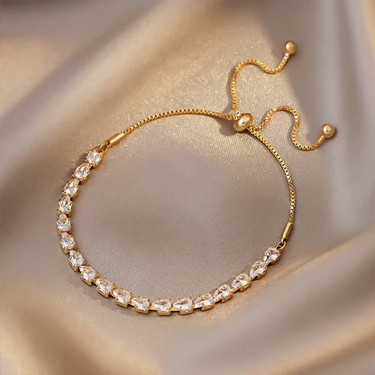 Luxury Premium Zircon Pull Adjustable Charm Bracelets For Woman 2025 Korean Fashion Jewelry Wedding Party Girl's Simple Bracelet