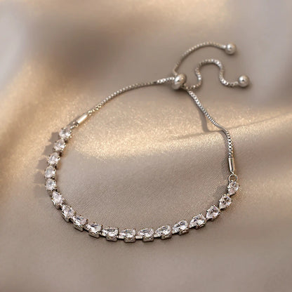 Luxury Premium Zircon Pull Adjustable Charm Bracelets For Woman 2025 Korean Fashion Jewelry Wedding Party Girl's Simple Bracelet
