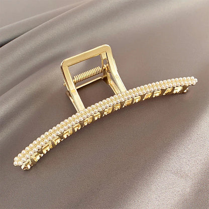 Metallperlenclip Damen Sommer Metallhaarnadel Hinterkopf Großer Haifischclip Temperament Hochgefühl Bindung Kopfschmuck Für Mädchen