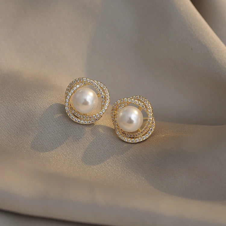 2020 new unusual geometric whirlpool shape pearl Earrings for woman exquisite fashion jewelry party luxury accessories Earrings