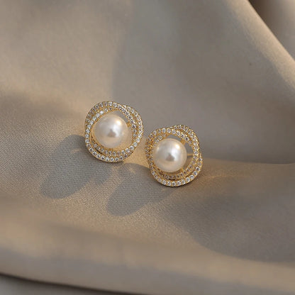 2020 new unusual geometric whirlpool shape pearl Earrings for woman exquisite fashion jewelry party luxury accessories Earrings