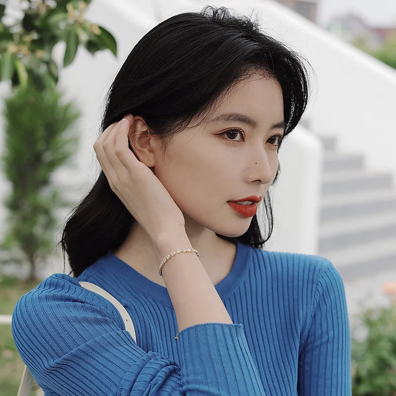 Luxury Premium Zircon Pull Adjustable Charm Bracelets For Woman 2025 Korean Fashion Jewelry Wedding Party Girl's Simple Bracelet