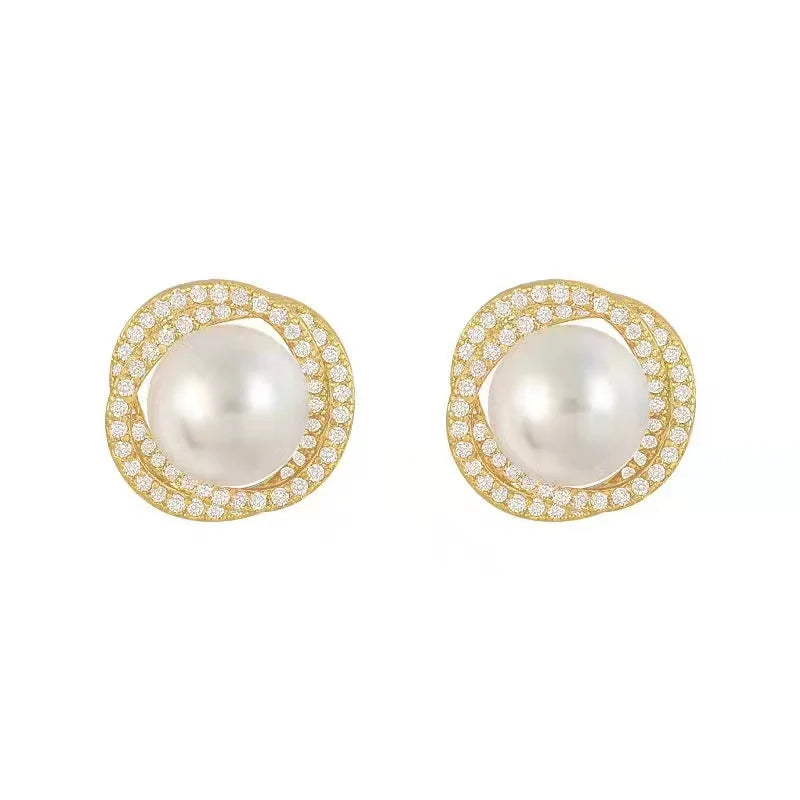 2020 new unusual geometric whirlpool shape pearl Earrings for woman exquisite fashion jewelry party luxury accessories Earrings