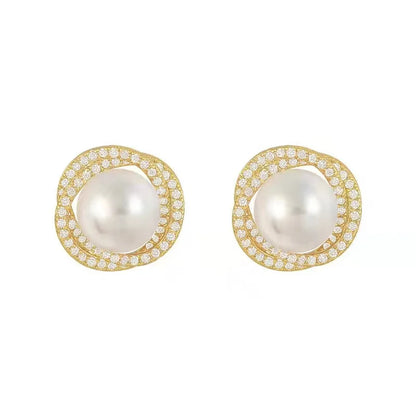 2020 new unusual geometric whirlpool shape pearl Earrings for woman exquisite fashion jewelry party luxury accessories Earrings