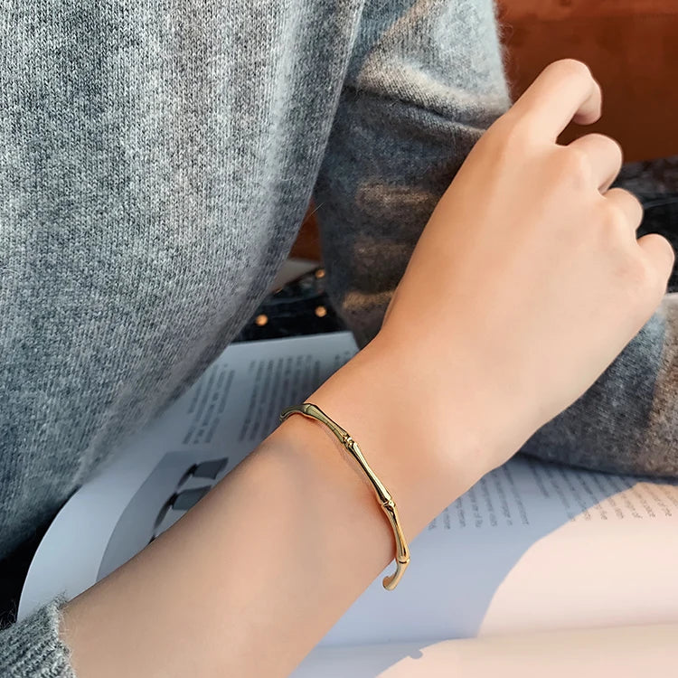 2020 new design bamboo shape adjustable size Bracelet for woman fashion luxury Korean jewelry retro girl's unusual Bracelet