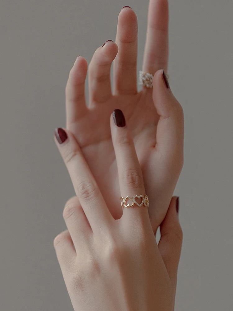 Pearl Zircon Gold Adjustable Ring