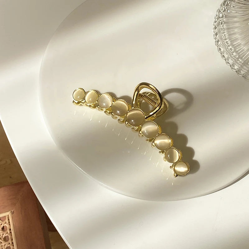 2025 New Elegant Opals Grip Back Of The Head Fixed Hair Shark Clip Headdress Girls Fashion Hairpin Accessories For Womans Clip