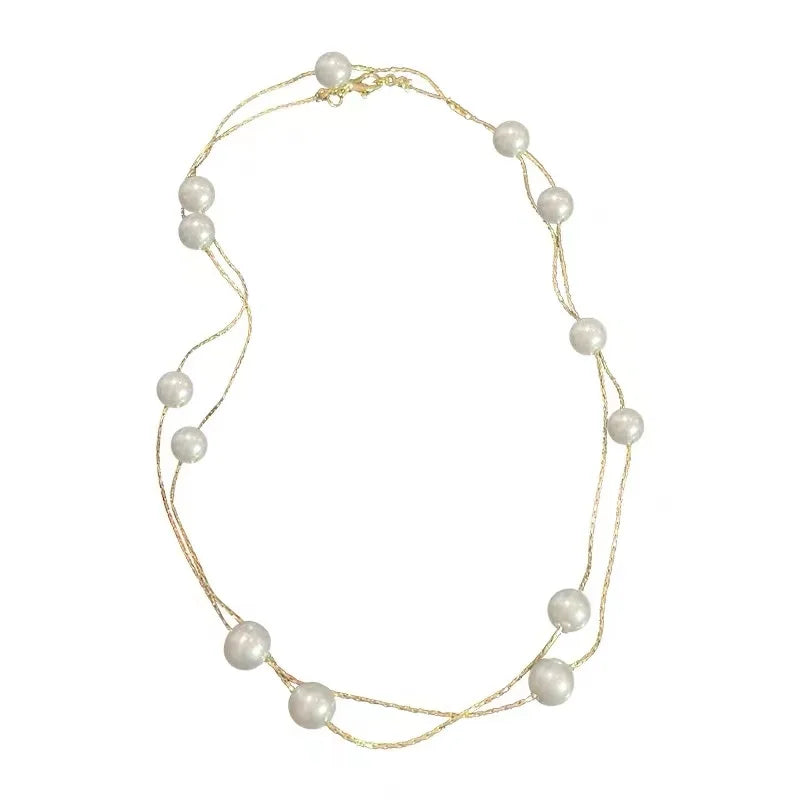 European and American Elegant Double-Layer Pearl String Choker Necklace Korean Fashion Jewelry Sexy Clavicle Chain For Woman