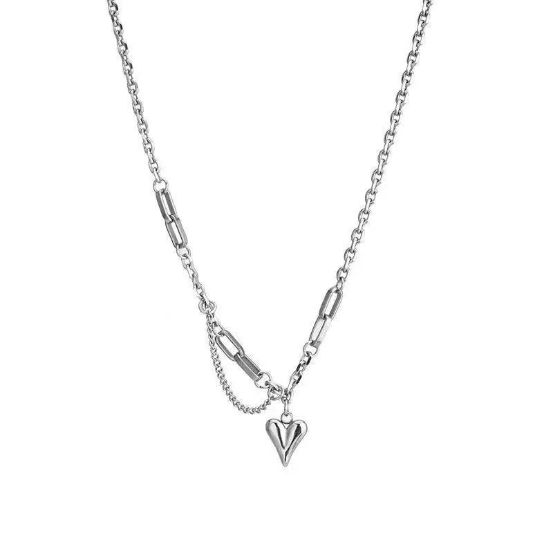 European and American Sweet Peach Heart Pendant Stainless Steel Choker Necklace For Women 2025 Korean Girl's Sexy Clavicle Chain