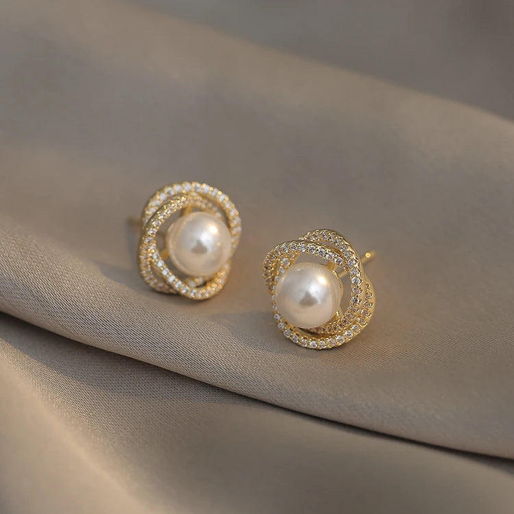 2020 new unusual geometric whirlpool shape pearl Earrings for woman exquisite fashion jewelry party luxury accessories Earrings