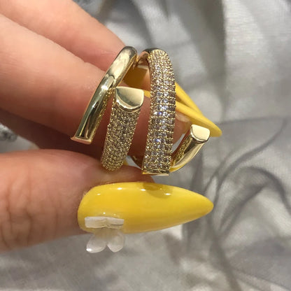 Micro-Set Zircon Cross Open Ring