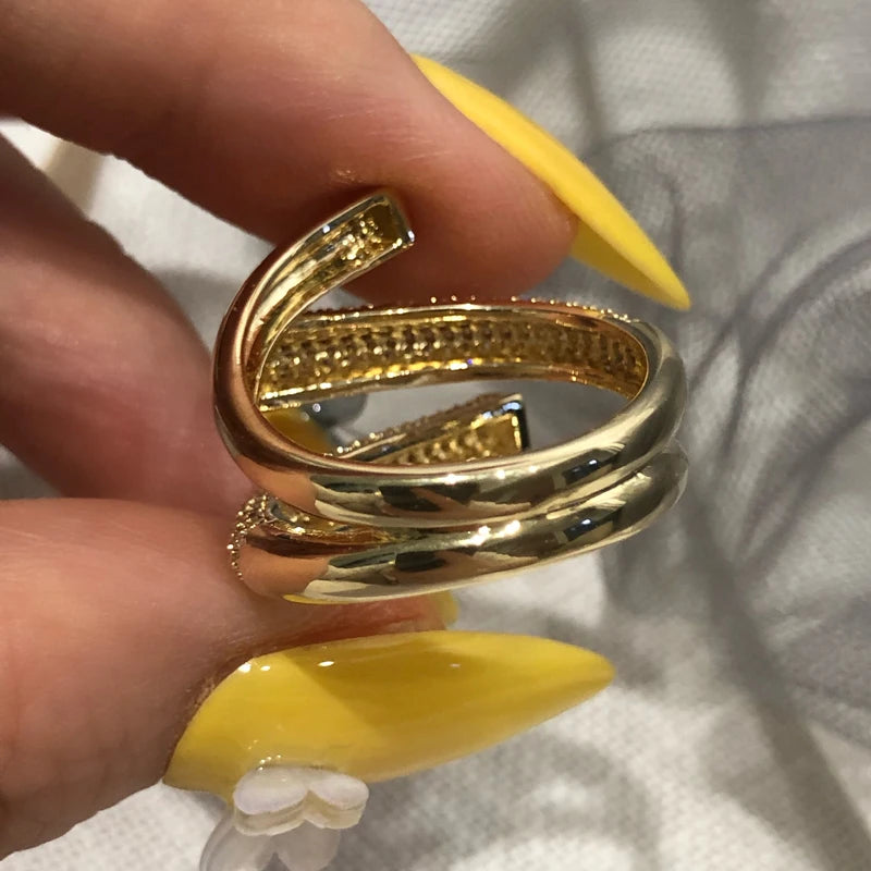Micro-Set Zircon Cross Open Ring