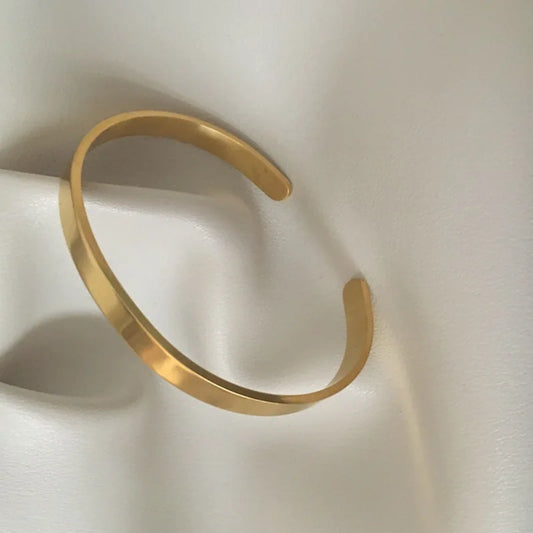 European and American Simple Smooth Gold Color Stainless steel Cuff Bracelets For Men and Women Jewelry Party Girl's Bracelets