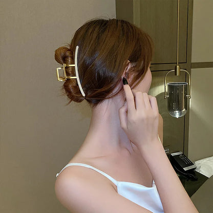 Metallperlenclip Damen Sommer Metallhaarnadel Hinterkopf Großer Haifischclip Temperament Hochgefühl Bindung Kopfschmuck Für Mädchen