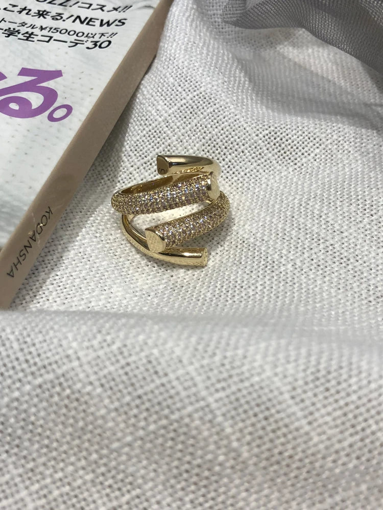 Micro-Set Zircon Cross Open Ring