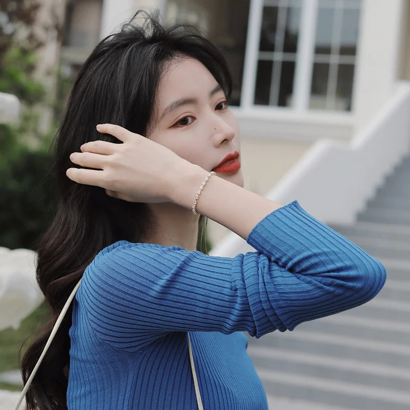 Luxury Premium Zircon Pull Adjustable Charm Bracelets For Woman 2025 Korean Fashion Jewelry Wedding Party Girl's Simple Bracelet