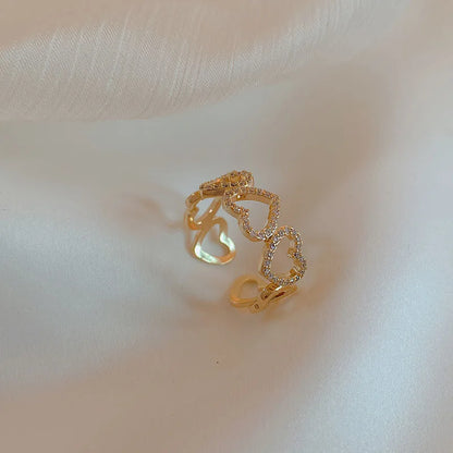 Pearl Zircon Gold Adjustable Ring