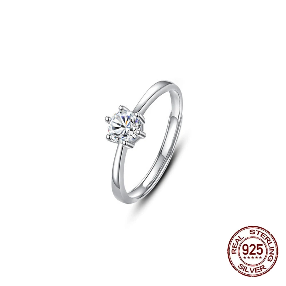Dazzling Cubic Zircon 925 Sterling Silver Adjustable Couples Promise Ring for Women Men Weddings and Engagement Finger Jewelry