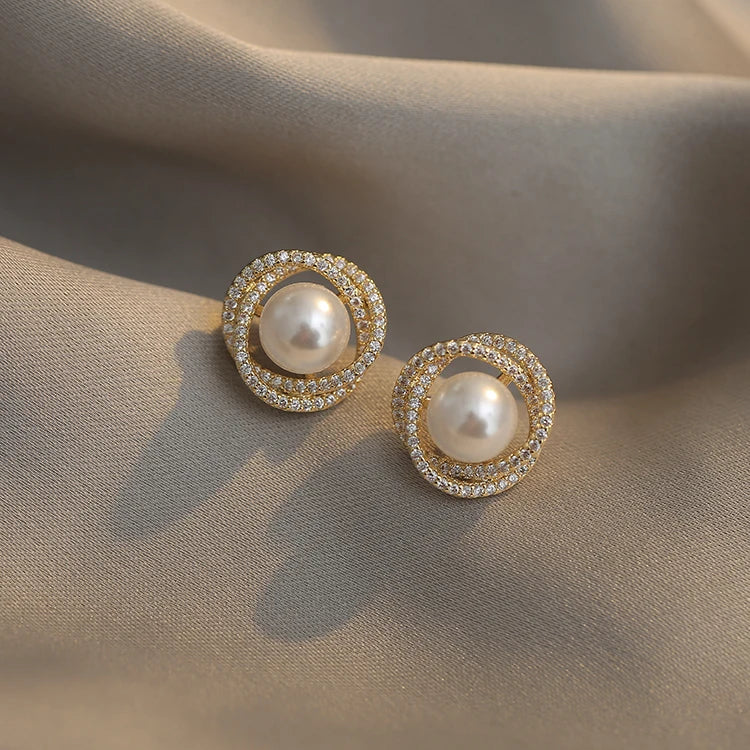 2020 new unusual geometric whirlpool shape pearl Earrings for woman exquisite fashion jewelry party luxury accessories Earrings