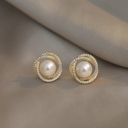 2020 new unusual geometric whirlpool shape pearl Earrings for woman exquisite fashion jewelry party luxury accessories Earrings