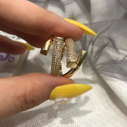 Micro-Set Zircon Cross Open Ring
