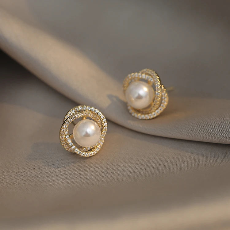 2020 new unusual geometric whirlpool shape pearl Earrings for woman exquisite fashion jewelry party luxury accessories Earrings