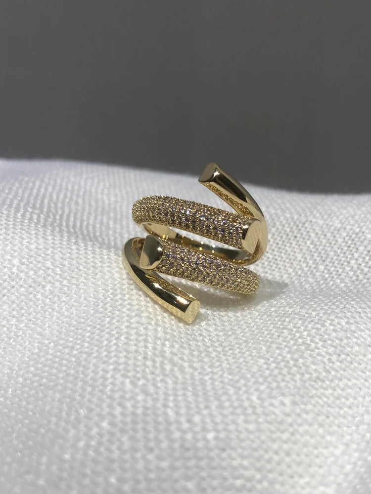 Micro-Set Zircon Cross Open Ring