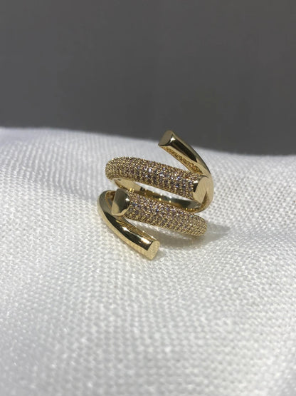 Micro-Set Zircon Cross Open Ring