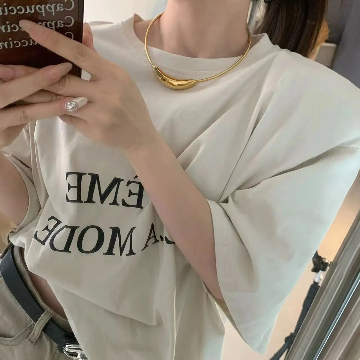 French Retro Design Metal Tube Snake Bone Chain Collar For Women‘s Exaggerated Stainless steel Necklace Girls' Colorless Jewelry