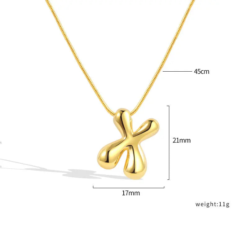 925 Sterling Silver Initial Necklace – Elegant Balloon Letter Gift for Her