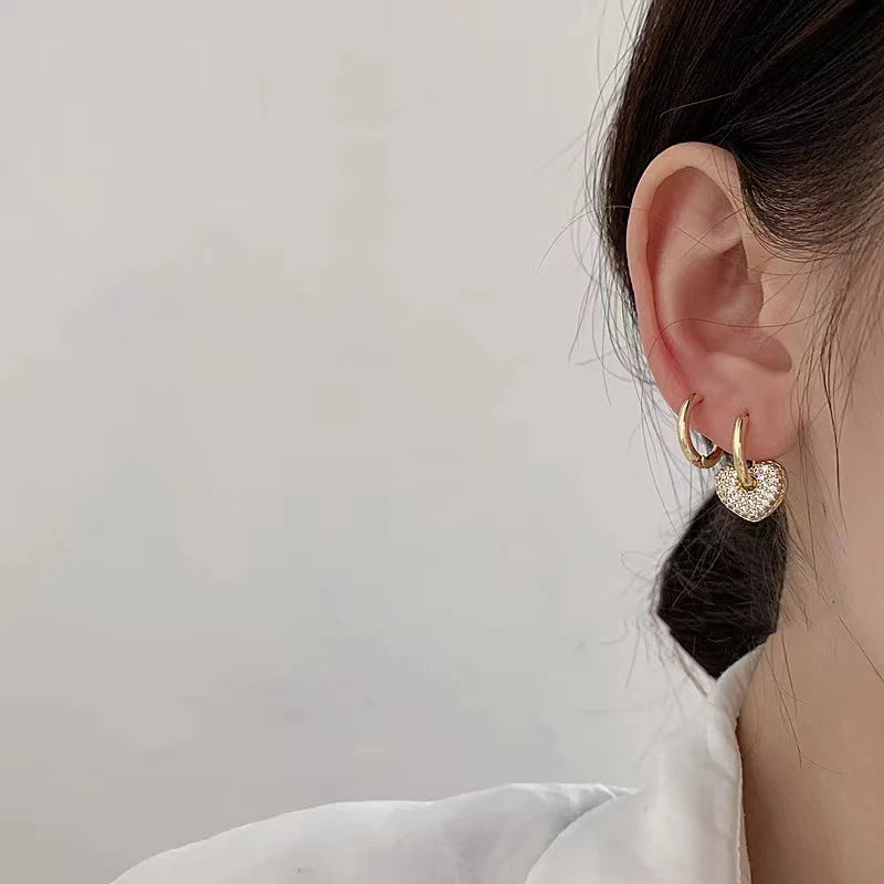 Premium Feeling Micro-set Zircon Heart Shaped Pendant Earrings 2025 New Fashion Jewelry Party Exquisite Accessories For Womens