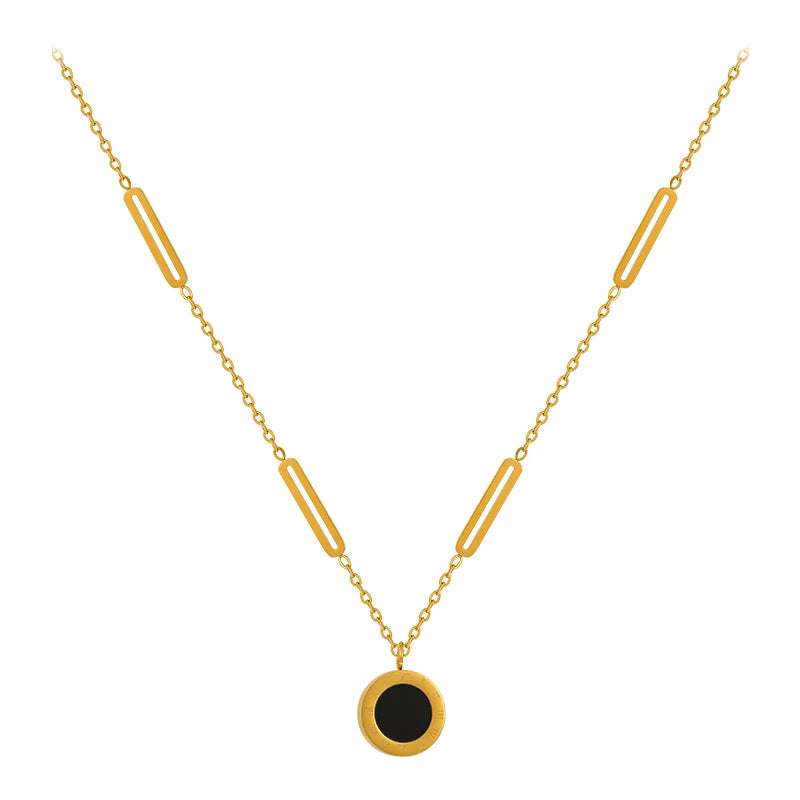Classic Fashion Stainless Steel Roman Digital Wafer Pendant Necklace 2025 Fashion Jewelry Christmas Party Women's Sexy Necklace