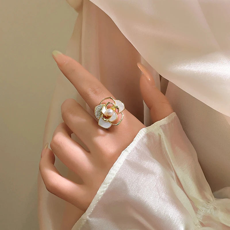 Camellia Flower Gold Ring