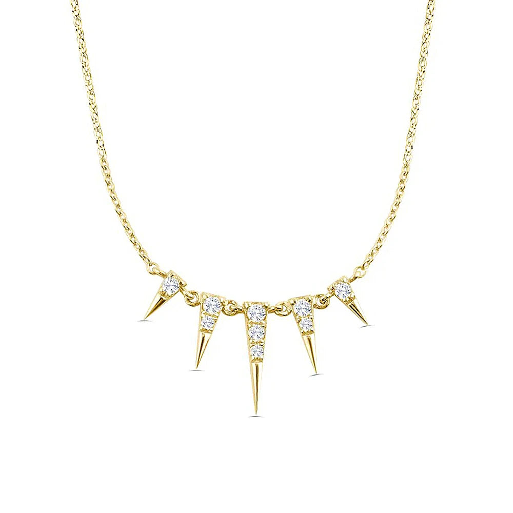 Aide 925 Sterling Silver Unique Sparkling Clear Zircon Rivet Spike Charm Necklaces For Women Rock Punk Jewelry Stackable Choker