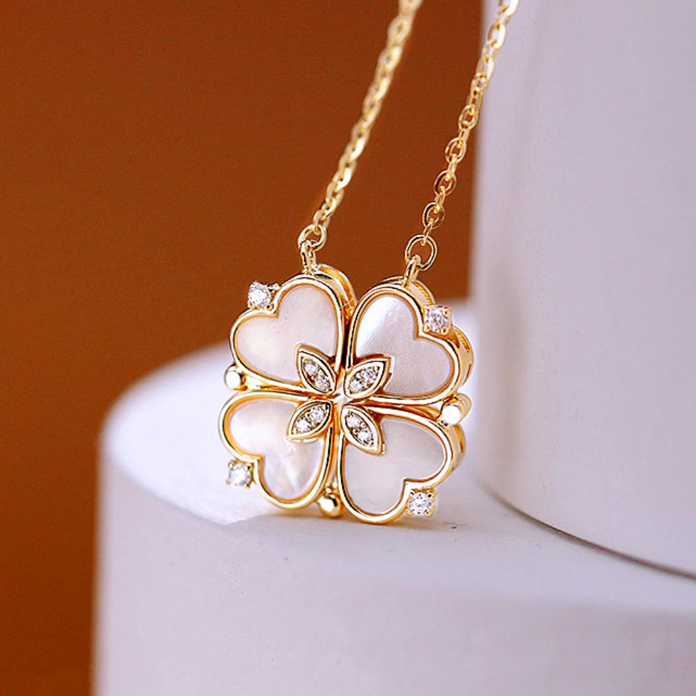 Magnetic Love Clover – Elegant 925 Silver Necklace for Her