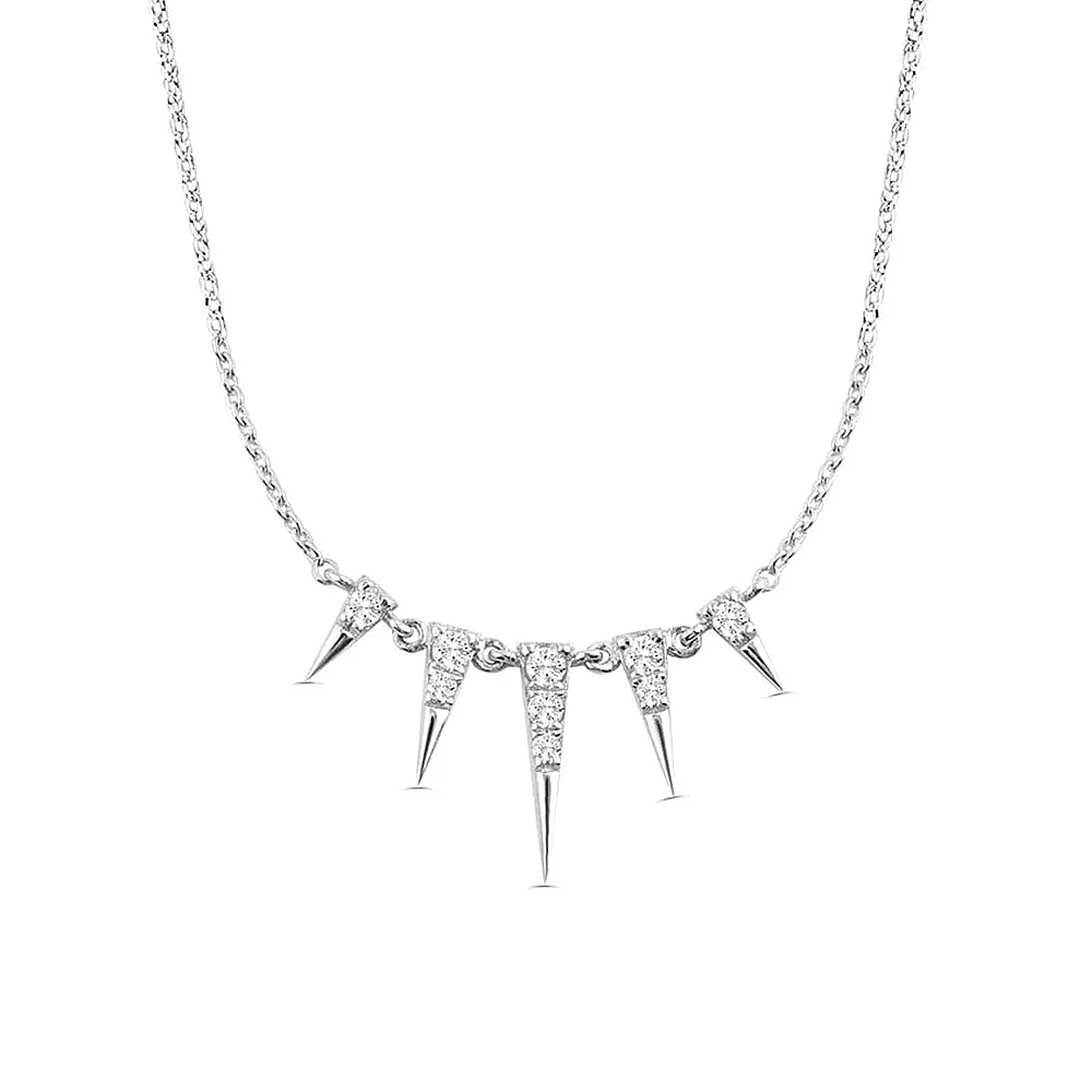 Aide 925 Sterling Silver Unique Sparkling Clear Zircon Rivet Spike Charm Necklaces For Women Rock Punk Jewelry Stackable Choker