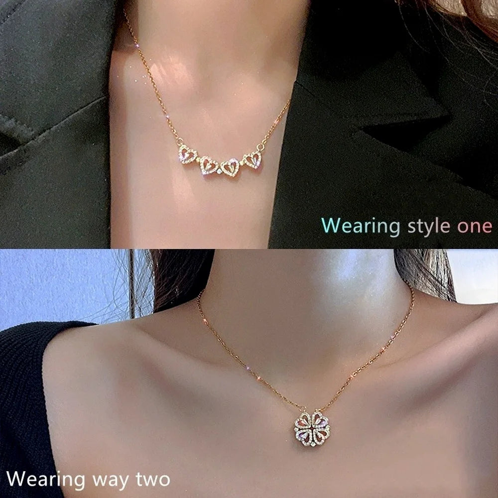 Magnetic Love Clover – Elegant 925 Silver Necklace for Her