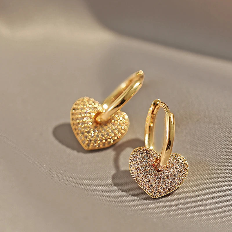Premium Feeling Micro-set Zircon Heart Shaped Pendant Earrings 2025 New Fashion Jewelry Party Exquisite Accessories For Womens