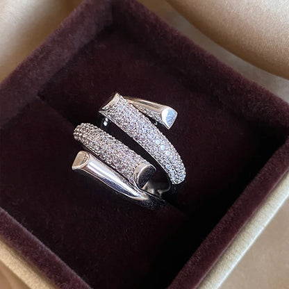 2025 New European and American Design Micro Setting Zircon Metal Cross Opening Rings For Women's Gothic Girls' Luxury Jewelry