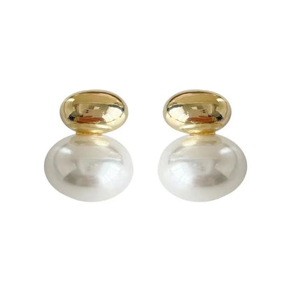 French Elegant Gold Pearl Drop Earrings