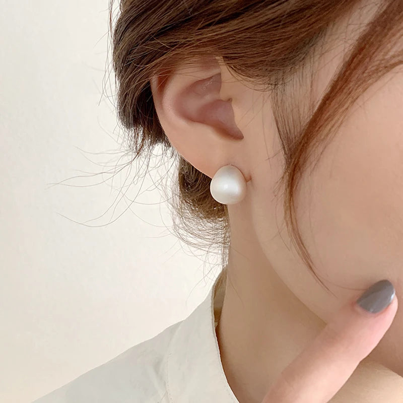 2025 European and American Minimalist Matte Brushed Metal Drop Shaped Earrings For Women's Exquisite Fashion Jewelry Accessories