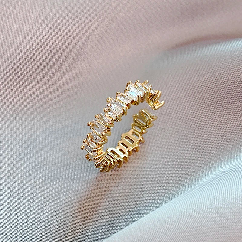 Exquisite Irregular Zircon Gold Open Ring