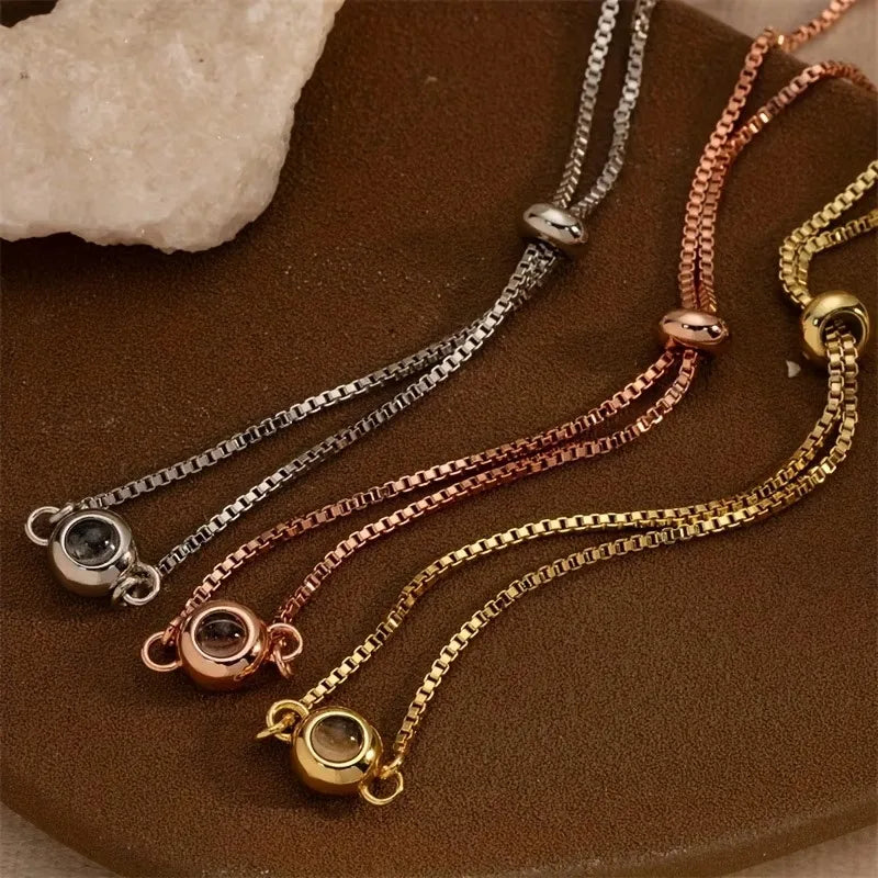 Custom Photo Projection Bracelet - Personalized Picture Chain Bracelet, Hidden Image Adjustable Box Chain Charm, Unique Gift