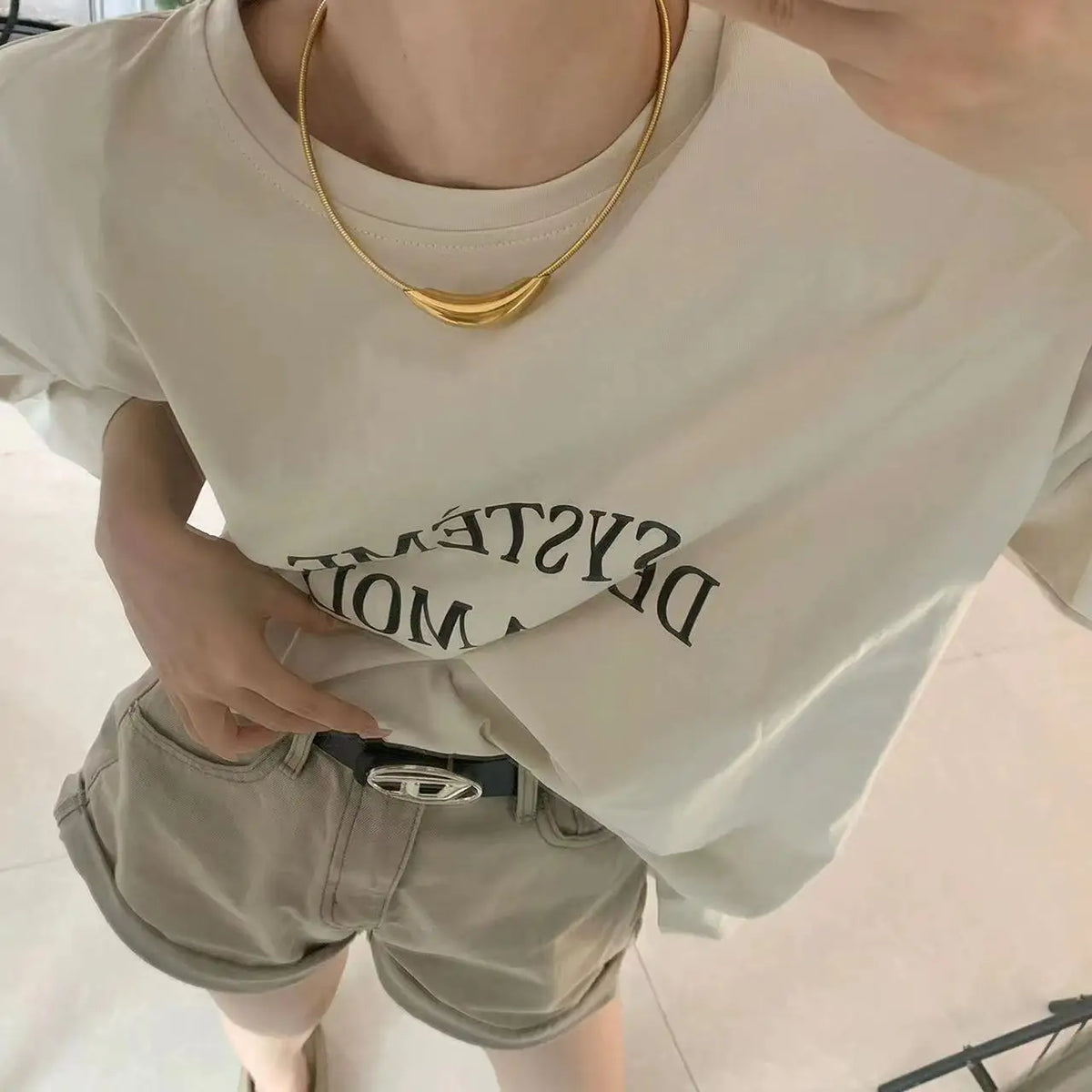 French Retro Design Metal Tube Snake Bone Chain Collar For Women‘s Exaggerated Stainless steel Necklace Girls' Colorless Jewelry